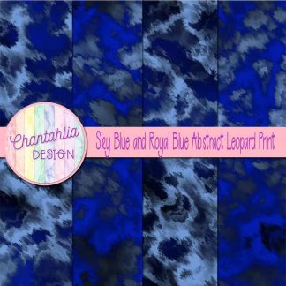 Free sky blue and royal blue abstract leopard print digital papers