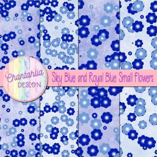 Free sky blue and royal blue small flowers digital papers