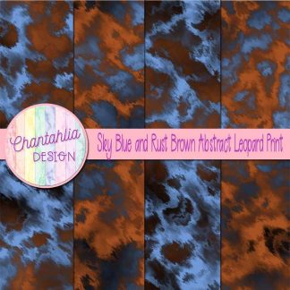 Free sky blue and rust brown abstract leopard print digital papers