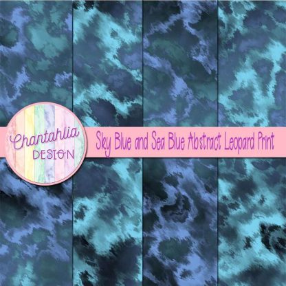 Free sky blue and sea blue abstract leopard print digital papers