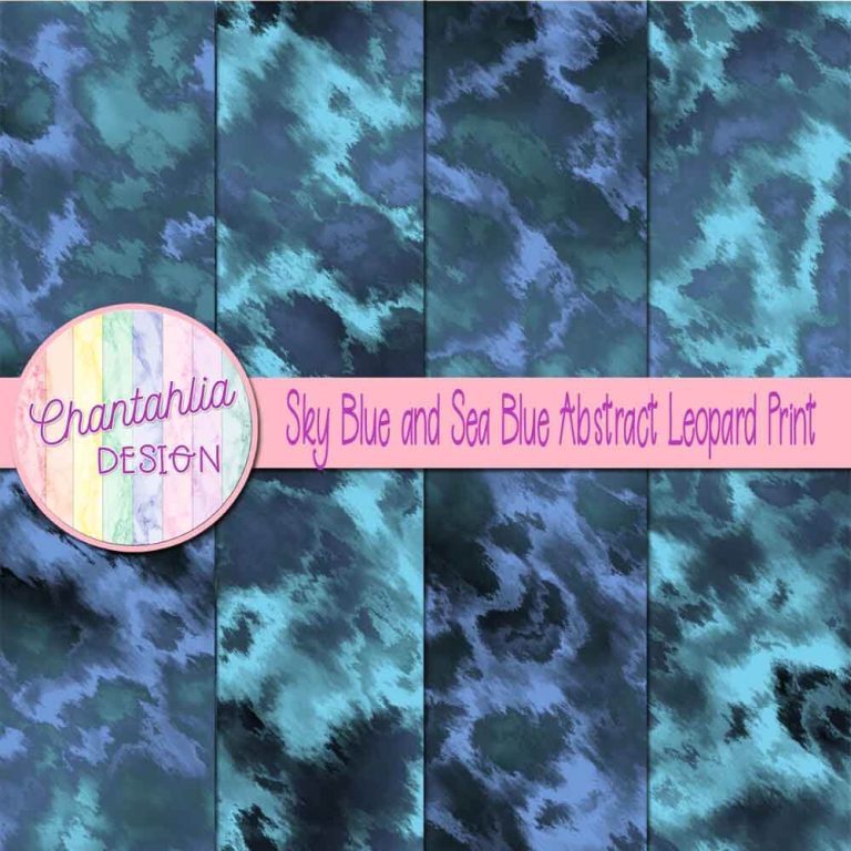 Free Sky Blue and Sea Blue Digital Papers with Abstract Leopard Print ...