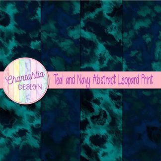 Free teal and navy abstract leopard print digital papers