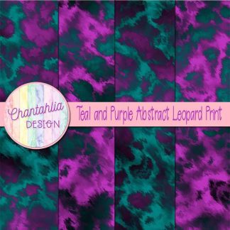 Free teal and purple abstract leopard print digital papers