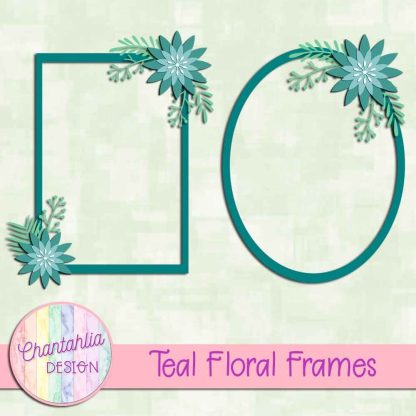 Free teal floral frames