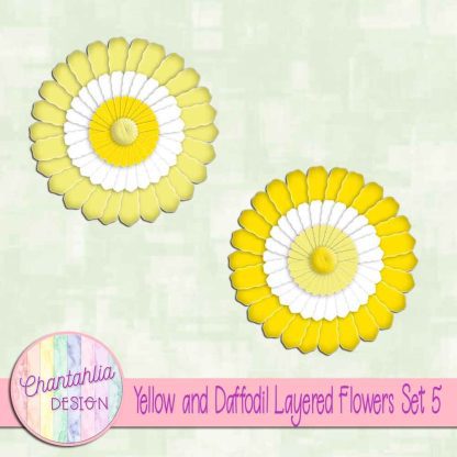 Free yellow and daffodil layered paper flowers set 5