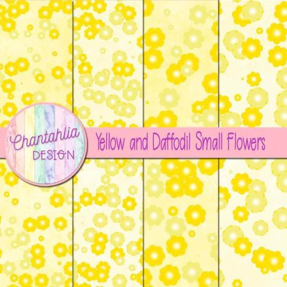 Free yellow and daffodil small flowers digital papers