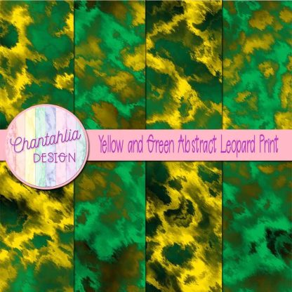 Free yellow and green abstract leopard print digital papers