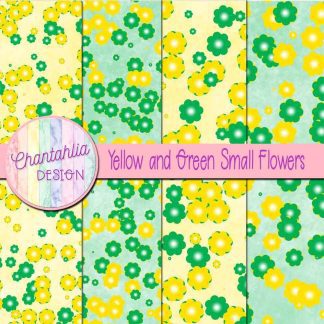 Free yellow and green small flowers digital papers
