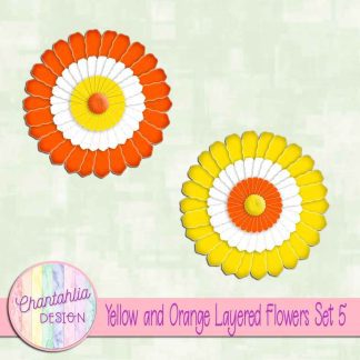 Free yellow and orange layered paper flowers set 5