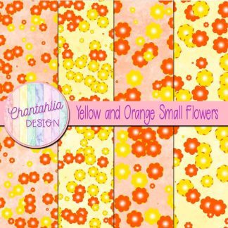 Free yellow and orange small flowers digital papers