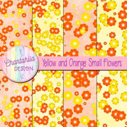 Free yellow and orange small flowers digital papers