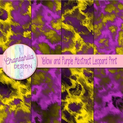Free yellow and purple abstract leopard print digital papers