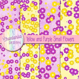 Free yellow and purple small flowers digital papers