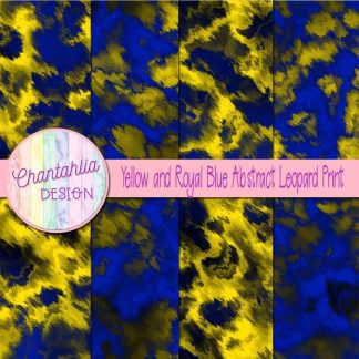 Free yellow and royal blue abstract leopard print digital papers