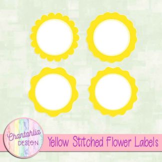 Free yellow stitched flower labels