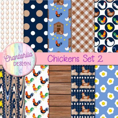 Free digital papers in a Chickens theme.