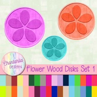 Free flower wood disks design elements