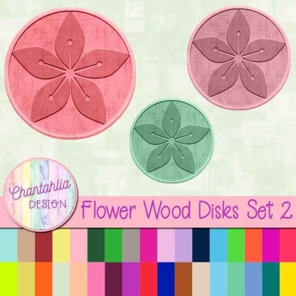 Free flower wood disks design elements