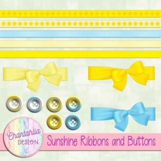 Free ribbons and buttons in a Sunshine theme