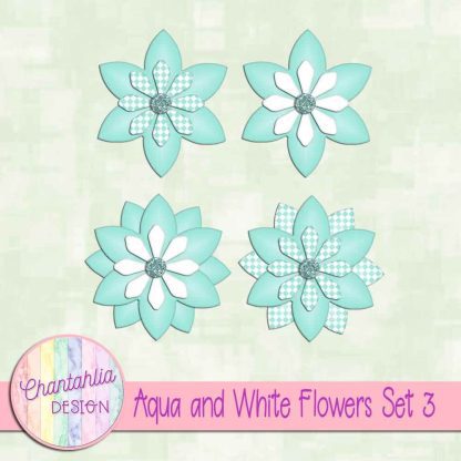 Free aqua and white flowers