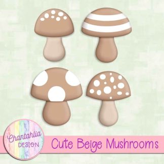 Free cute beige mushrooms design elements
