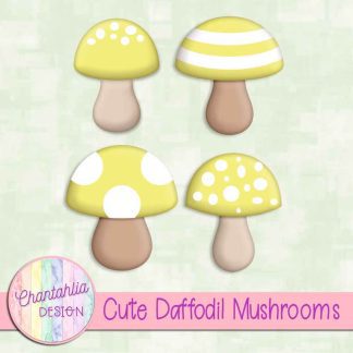 Free cute daffodil mushrooms design elements