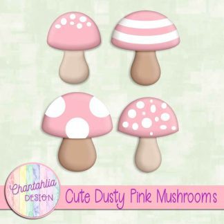 Free cute dusty pink mushrooms design elements