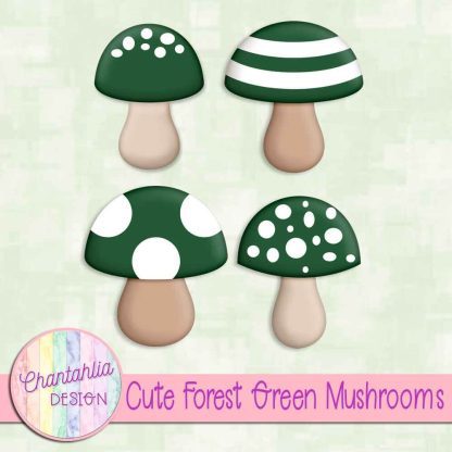 Free cute forest green mushrooms design elements