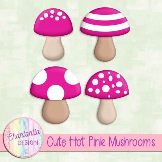 Free cute hot pink mushrooms design elements