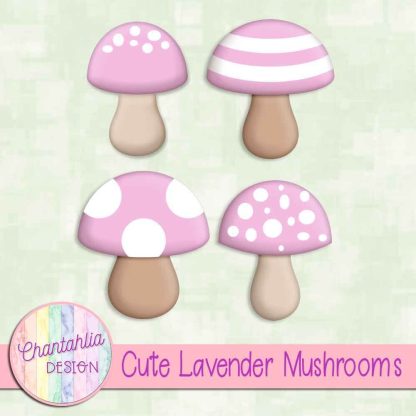 Free cute lavender mushrooms design elements
