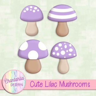 Free cute lilac mushrooms design elements