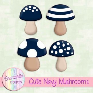 Free cute navy mushrooms design elements