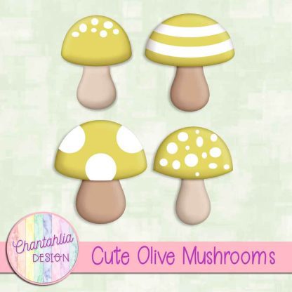 Free cute olive mushrooms design elements