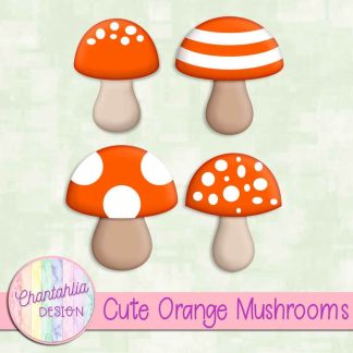 Free cute orange mushrooms design elements