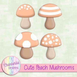 Free cute peach mushrooms design elements