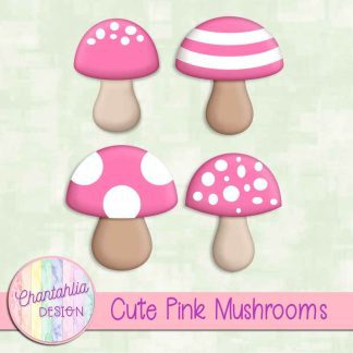 Free cute pink mushrooms design elements