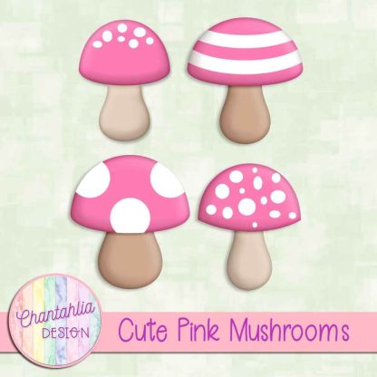 Free cute pink mushrooms design elements