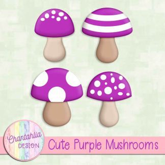 Free cute purple mushrooms design elements