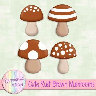 Free cute rust brown mushrooms design elements