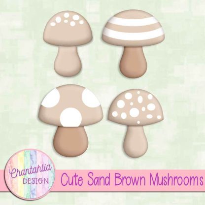 Free cute sand brown mushrooms design elements