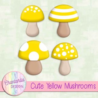 Free cute yellow mushrooms design elements