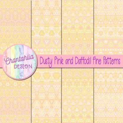 Free dusty pink and daffodil fine patterns digital papers