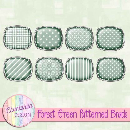 Free forest green patterned brads