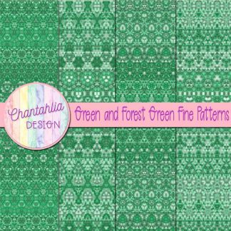 Free green and forest green fine patterns digital papers