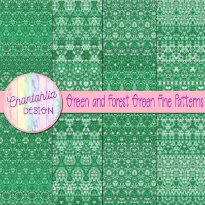 Free green and forest green fine patterns digital papers