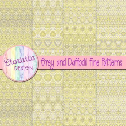 Free grey and daffodil fine patterns digital papers