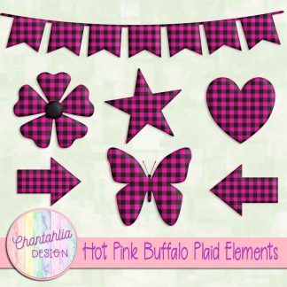 Free hot pink buffalo plaid elements