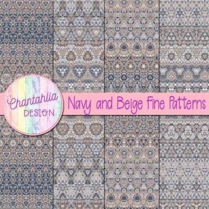 Free navy and beige fine patterns digital papers
