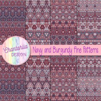 Free navy and burgundy fine patterns digital papers