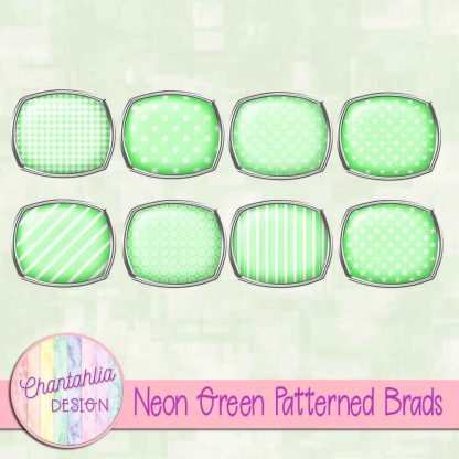 Free neon green patterned brads